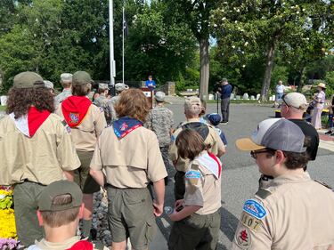 Flags placed at Alexandria National Cemetery in Alexandria, Virginia with the help of the National Capitol Area Council scouts in honor of fallen servicemembers.