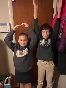 Shannon says When your school’s mascot is the Fighting Irish, but your Buckeye fans. You make it work for spirit day at school! Griffin and Sophia say LET’S GO BUCKEYES!